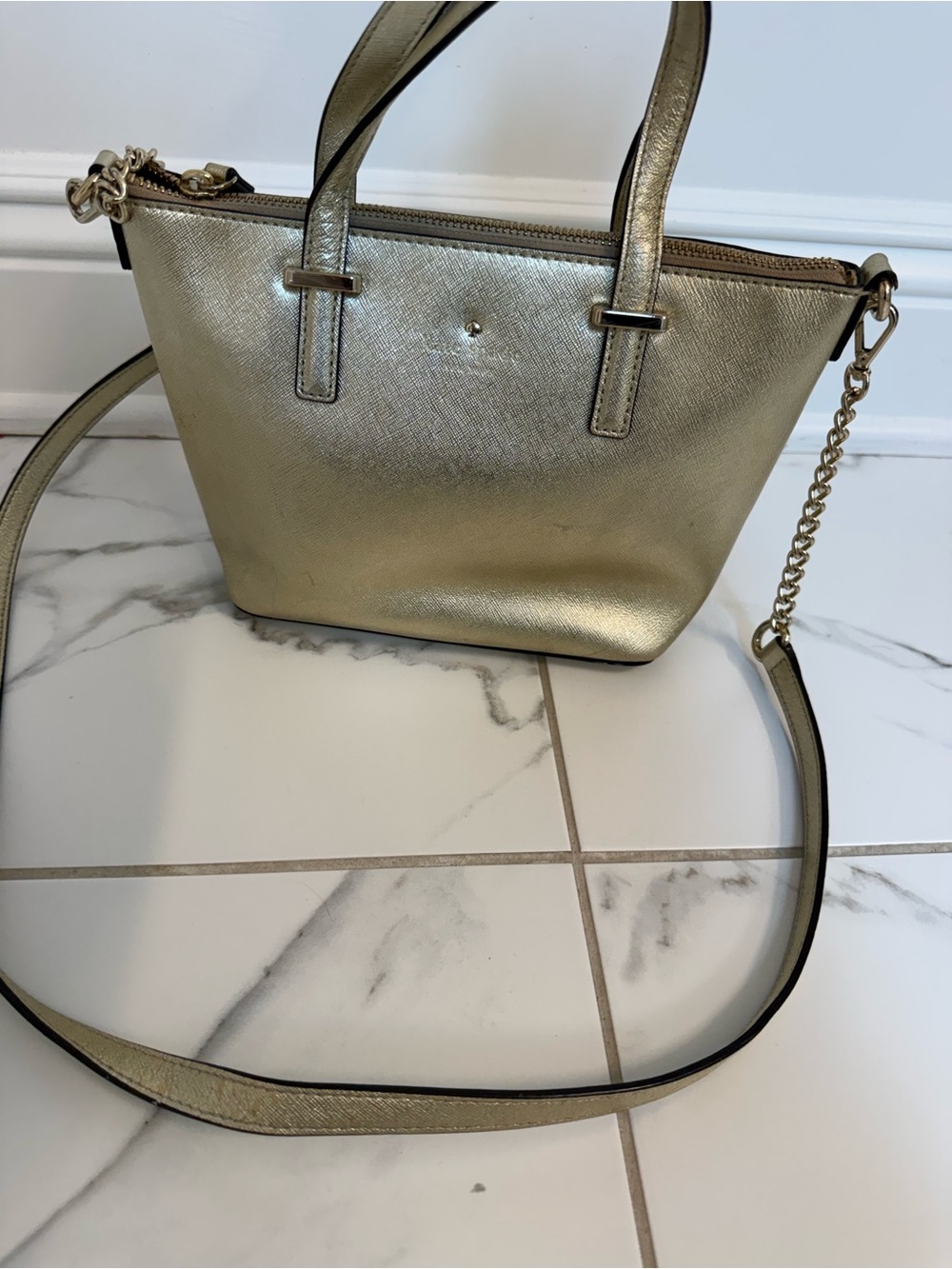 Kate Spade Metallic Gold Women’s Crossbody Tote - Elegant Everyday Bag